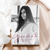 スタイリッシュMaroon Script写真卒業 案内状