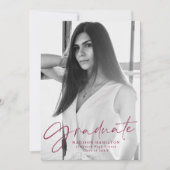 スタイリッシュMaroon Script写真卒業 案内状 (正面)