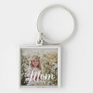 スタイリッシュMomタイポグラフィ写真と名前Keychain キーホルダー