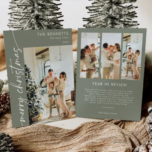 スタイリッシュPhoto Year In Review Merry Christmas シーズンカード