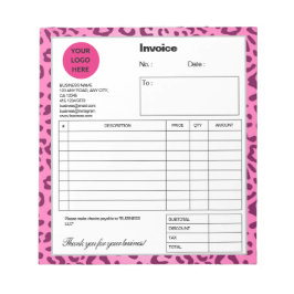 スタイリッシュPink Leopard Print Invoice ノートパッド