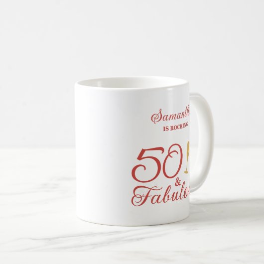 スタイリッシュPink Script 50と素晴らしい誕生日 コーヒーマグカップ (正面右)