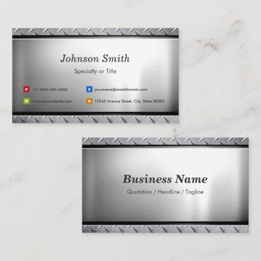 スタイリッシュPlatinum Look – カスタマイズ可能プロフェッショナル 名刺 (正面/裏面)