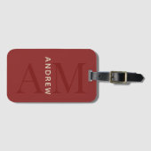 スタイリッシュRed Monogramと名前 ラゲッジタグ (正面横)