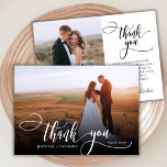 スタイリッシュScript 2フォト結婚サンキューカード サンキューカード<br><div class="desc">モダンエレガントシックBoho書道ス結婚クリプトの2写真サンキューカード。手スタイリッシュ感謝していレタリングタイポグラフィのスクリプトで文字と前面に完全な垂直の写真を特集したテンプレート結婚は、写真のフォント白いと反対側の1つ(1)の写真とプレメイドのを切り替えお洒落て、前面にフル垂直の写真を特集します。2枚の写真が入った両面カード。簡単にあなたの名前とメッセージ感謝していをパーソナライズする。ノートもしを手書きしたい場合は、サンプル文字を削除して宇宙を増やす。おもしし救済まは合わせ品連絡が欲しい！</div>