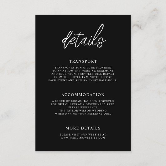 スタイリッシュScript Blackの結婚詳細 エンクロージャーカード (正面)