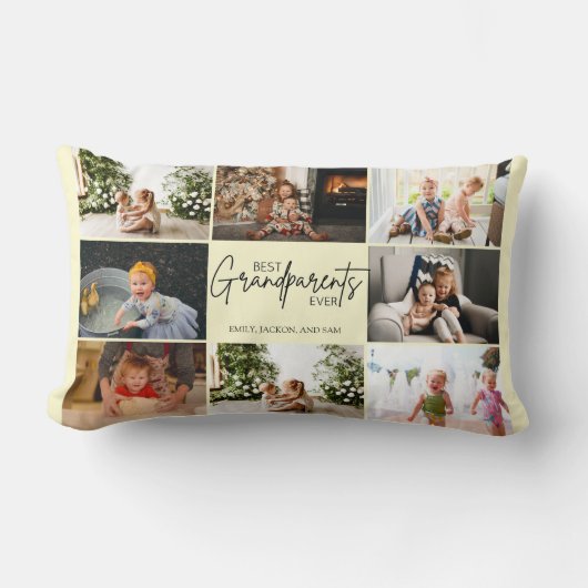 スタイリッシュScript Collageの最高の祖父母バージョン ランバークッション (正面)