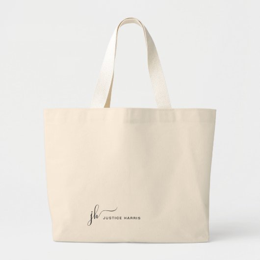 スタイリッシュScript Monogramミニマルモダンリスト ラージトートバッグ (正面)