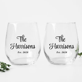 スタイリッシュScript Monogram結婚の ステムなしワイングラス