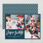 スタイリッシュScript Season's Greetings Christmas シーズンカード (正面/裏面)