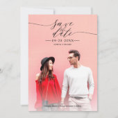 スタイリッシュScript Wedding日付の写真を保存 招待状 (正面)