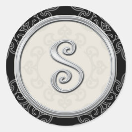 スタイリッシュSilver Monogramスタンプ::イニシャルSシール ラウンドシール