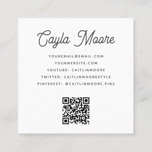 スタイリッシュSNS市松模様にまたは卒業写真 スクエア名刺 (裏面)