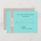 スタイリッシュTaupe and Aqua Blue Wedding RSVPカード (正面/裏面)