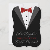 スタイリッシュTuxedo花婿介添人結婚の提案カード (正面)