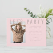 スタイリッシュVoguishピンクのシックなグラッモダントパーティー 招待状 (スタンド正面)