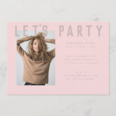 スタイリッシュVoguishピンクのシックなグラッモダントパーティー 招待状 (正面)