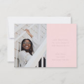 スタイリッシュVoguishピンクのシック頭が切れるグラット写真 サンキューカード (裏面)