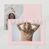 スタイリッシュVoguishピンクのシック頭が切れるグラット写真 サンキューカード (正面/裏面)