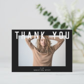 スタイリッシュVoguishブラックのシック頭が切れるグラット写真 サンキューカード (スタンド正面)