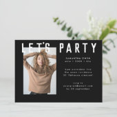 スタイリッシュVoguishブラックシックなグラッモダンドパーティー 招待状 (スタンド正面)