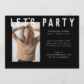 スタイリッシュVoguishブラックシックなグラッモダンドパーティー 招待状 (正面)