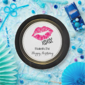 スタイリッシュXoxoとピンクのキッシー唇！ハッピーバースデー ペーパープレート (パーティー)