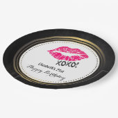 スタイリッシュXoxoとピンクのキッシー唇！ハッピーバースデー ペーパープレート (アングル)