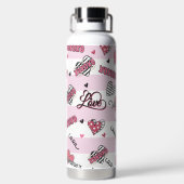 スタイリッシュXOXOバレンタインデーパターン(の模様が)ある ウォーターボトル (背面)