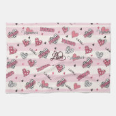 スタイリッシュXOXOバレンタインデーパターン(の模様が)ある キッチンタオル (横)