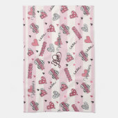 スタイリッシュXOXOバレンタインデーパターン(の模様が)ある キッチンタオル (縦)