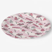 スタイリッシュXOXOバレンタインデーパターン(の模様が)ある ペーパープレート (アングル)