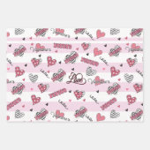 スタイリッシュXOXOバレンタインデーパターン（の模様が）ある ラッピングペーパーシート (正面3)