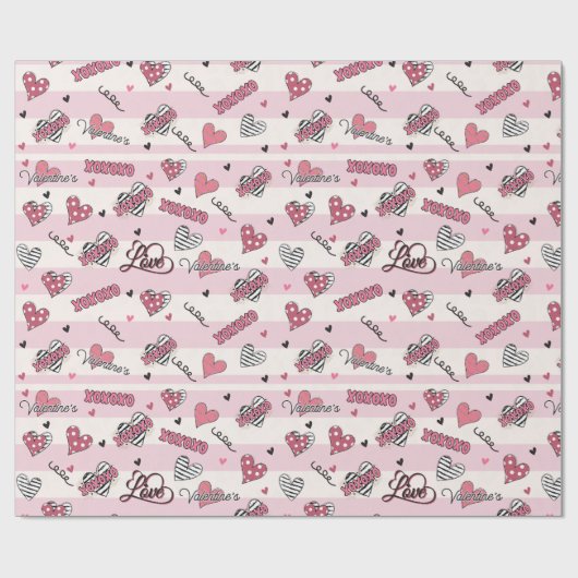 スタイリッシュXOXOバレンタインデーパターン(の模様が)ある ラッピングペーパー (フラット)