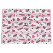 スタイリッシュXOXOバレンタインデーパターン（の模様が）ある ラージペーパーバッグ (正面)