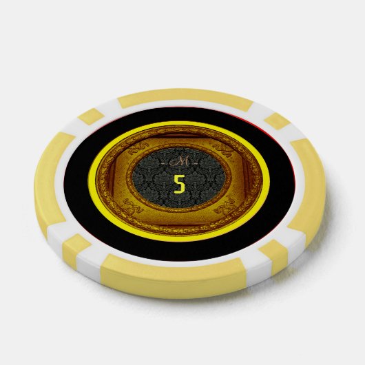 スタイリングフレームダマスク5モノグラムイエロートランプのポーカーチップ ポーカーチップ (シングル)