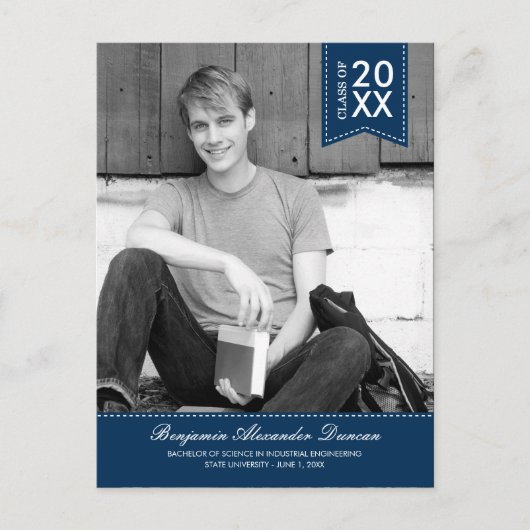 スタイリーステッチ卒業のお知らせ/招待状 インビテーションポストカード (正面)