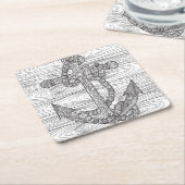 スタイルいかりおよびロープ スクエアペーパーコースター (アングル)