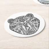 スタイルくまの頭部 ラウンドペーパーコースター (アングル)