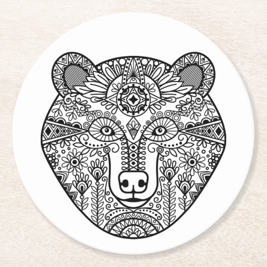 スタイルくまの頭部 ラウンドペーパーコースター (正面)