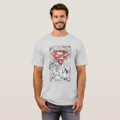 スタイルすごい化された人 |くしゃくしゃになった漫画ロゴ Tシャツ (正面フル)