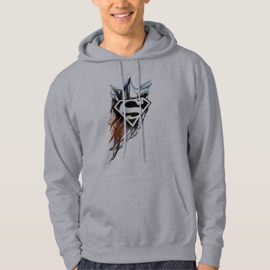 スタイルすごい化された人 |オレンジ色の青いロゴ パーカ (正面)