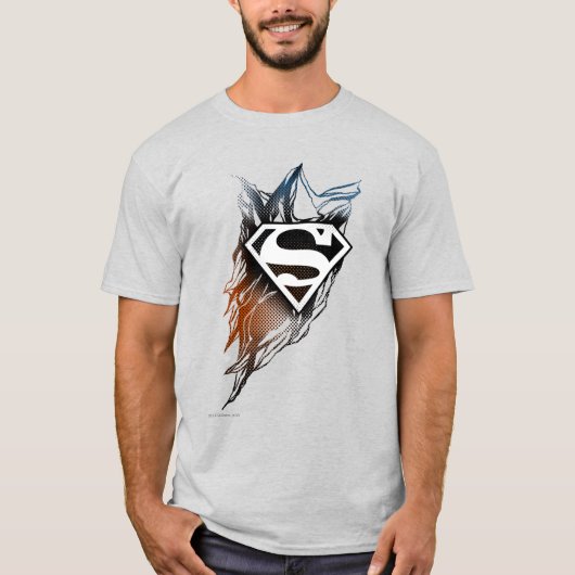 スタイルすごい化された人 |オレンジ色の青いロゴ Tシャツ (正面)