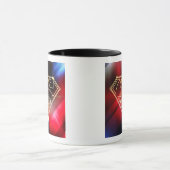 スタイルすごい化された人 |光沢のある黄色のアウトラインロゴ マグカップ (中央)