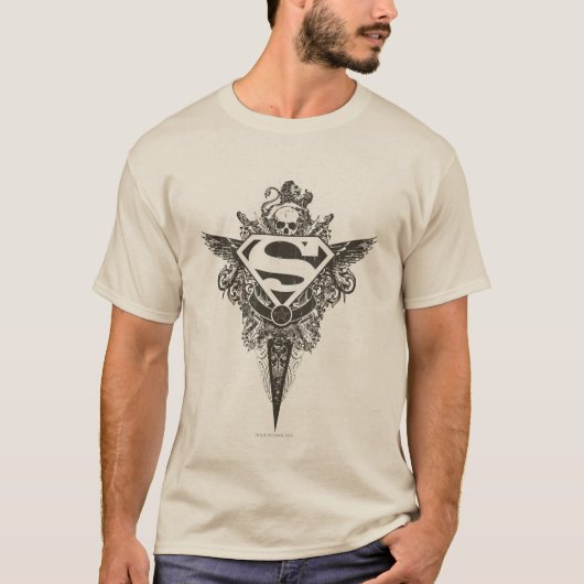 スタイルすごい化された人 |星とスカルのホワイトロゴ Tシャツ (正面)