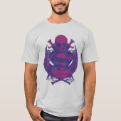 スタイルすごい化された人 |紫とピンクのスカルロゴ Tシャツ (正面)