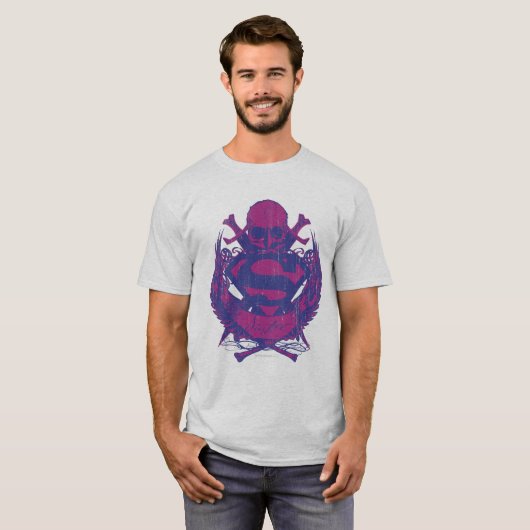 スタイルすごい化された人 |紫とピンクのスカルロゴ Tシャツ (正面フル)