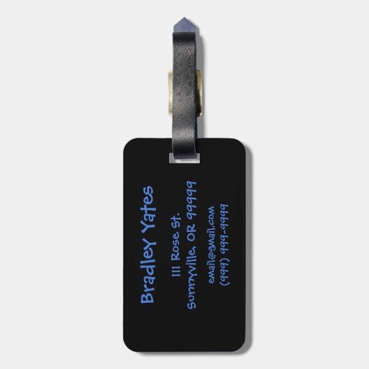 スタイルすごい化された人 |青いホワイトクリスタルロゴ ラゲッジタグ (裏面縦)