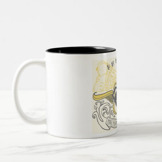 スタイルすごい化された人 |黄色いトレイン描ズのロゴ ツートーンマグカップ (左)