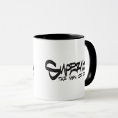 スタイルすごい化された人 |黒い文字グラフティロゴ マグカップ (正面右)